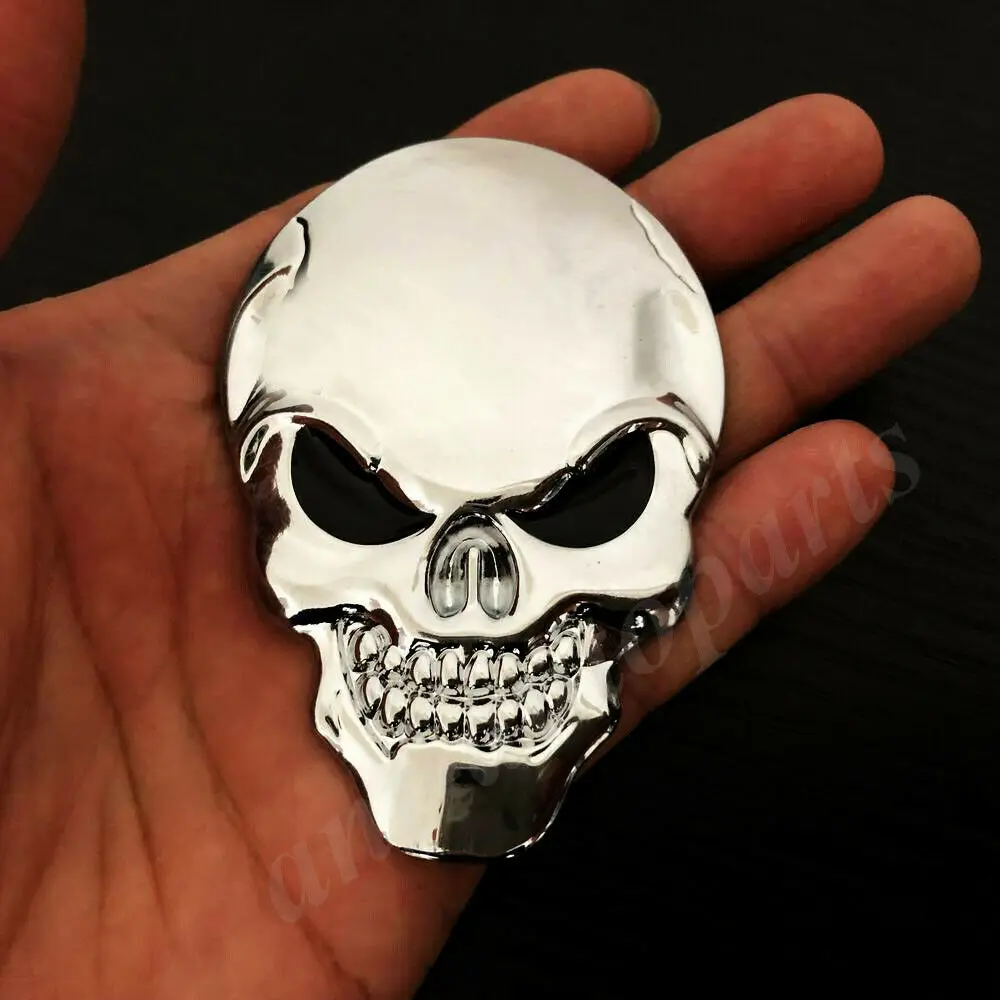 3D Big Chrome   Skeleton Evil Bone Car Emblem  Decal Sticker - £59.05 GBP