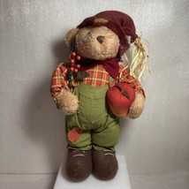 Dan Dee Collector's Choice Standing Bear Scarecrow Fall Autumn Apple Pitchfork - $49.49