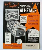 All Stars Pinball FLYER Pitch And Bat Baseball Game Artwork 1968 Chicago Coin - £28.80 GBP