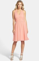 Eliza J Shirred Chiffon Halter Dress Sz 8 Blush - $60.98