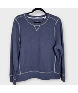 TOMMY BAHAMA coastal blue rib knit contrast stitch crewneck sweatshirt s... - $33.87
