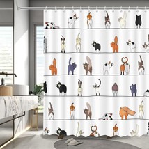 Cat Shower Curtain For Bathroom Funny Cat Shower Curtain With Pets Paw For Cat L - $28.99