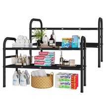 2 Pack Expandable Under Sink Organizer Rack, 2-Tier Kitchen Bathroom Cabinet Sto - £73.25 GBP