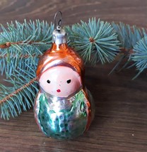 Roly-poly Antique glass Christmas ornament, vintage Christmas decoration... - $10.13