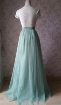 Sage Green High Slit Tulle Skirt Outfit Women Custom Plus Size Long Tulle Skirt image 5