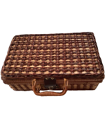 Small Brown Wicker Reed Suitcase Picnic Case Rattan Carry Prop Decor Sto... - $33.87 CAD
