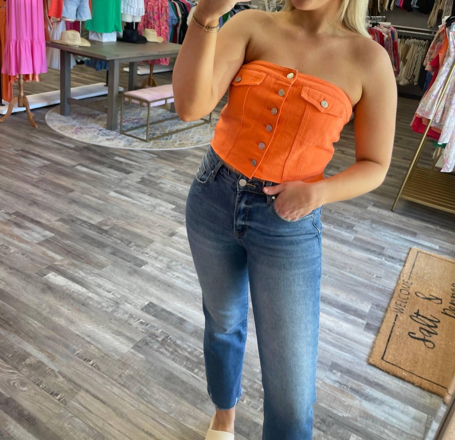 Papermoon Denim Corset Top Orange - $40.00