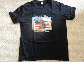 Land of the Free Black with American Flag Tee Shirt Size Large (#3852) - $12.99