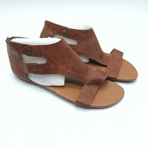 Harmonious Womens Sandals Ankle Strap Open Toe Faux Leather Brown 39 US 8 - £15.09 GBP