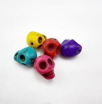 10 Skull Beads Assorted Lot Turquoise Howlite Mixed Set Halloween Jewelry - £3.34 GBP