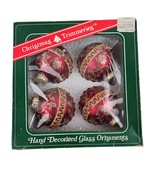 Bradford 4 Glass Ornaments Christmas Trimmeries Hand Decorated Red Gold ... - $16.83