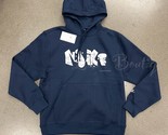 NWT Nike DQ4653-410 Men&#39;s Club Fleece Graphic Pullover Hoodie Navy Blue ... - £35.62 GBP