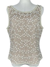 Vtg Adrianna Papell Occasions Silk Beaded Tank Shell Top 14 Classic Coqu... - $34.64
