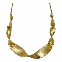 Vintage Twisted Link Necklace Textured Gold Tone Snake Chain Adjustable 14&quot;- 16&quot; - £10.67 GBP