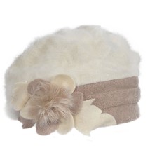 Women&#39;S Wool Dress Church Cloche Hat Bucket Winter Floral Hat (Angola-Ivory) - £31.69 GBP