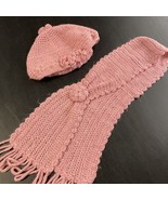 Handmade, Hand Knit, Pink Winter Scarf w/Fringe And Matching Winter Hat Set - $8.80 CAD