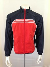  Adidas Vintage 90&#39;s Black Red Long Sleeve Full Zip Windbreaker Size Medium - €6,92 EUR