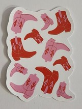 Multiple Red and Pink Cowgirl Boots with Cacti Sticker Decal Cool Embellishment - $3.07