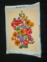 Completed VIBRANT FLORAL ANEMONES NEEDLEPOINT - Design 14&quot; x 19&quot; - France - $49.00