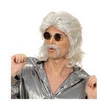 Mens 70s Man &amp; Moustache - Grey Wig for Hair Accessory Fancy Dress  - £24.75 GBP