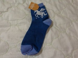 Blue Women Child Unicorn Socks Crew Ankle Made for Retail Size 9-11 - £6.29 GBP