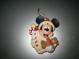 Vintage Disney Mickey Mouse Santa Ceramic Resin Holiday Ornament - £14.77 GBP
