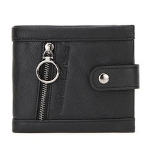   Small Leather Purse Men Wallets 2022 New Casual Short Tri-fold Cowhide Solid C - £40.18 GBP