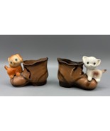 Vtg Enesco Ceramic Boots Cat Dog Planter Toothpick Holder Retro Decor - $259.27 MXN