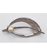 Vintage 800 Silver 883 VI Pearl Leaf Broach Pin - $17.82