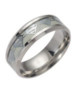 Glow in the Dark Silver Superman Ring Titanium Steel Rings for Men Band ... - £15.71 GBP
