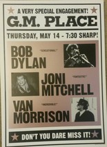 Bob Dylan Joni Mitchell Van Morrison 1998 Poster Gm Place Rare Color - £31.96 GBP