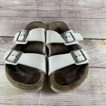 Birkenstock Arizona Sandals Women Size 36 US 5-5.5 White Leather Buckle Slip On - £19.68 GBP