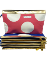 5x Elizabeth Arden Cosmetic Makeup Bags Purse Organizer Pink &amp; Blue Polk... - $294.61 MXN