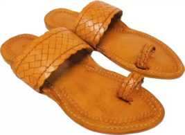 Mens Kolhapuri Soft Leather Chappal Boho Flat HT7 Jesus Sandal US Size 7... - £29.44 GBP