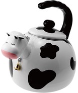 Whimsical 2.3 Quart Enamel-on-Steel Whistling Tea Kettle - Cow Design - $56.00