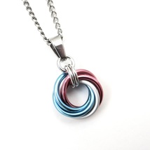 Transgender pride pendant necklace, chainmail love knot, trans jewelry - £8.37 GBP+