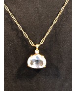SWAROVSKI Gold Sparkle Large Crystal Pendant Swan Tag Necklace 18&quot; NWT $150 - $116.25 CAD