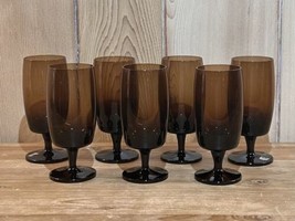 Set of 7~ Gorham Reizart Crystal Accent Brown Juice Glasses 5 1/2” - $56.09