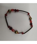 Red, Purple And Gold Toned Girls Bracelet - £3.16 GBP