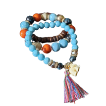 Womens Multicolor Tassel Mixed Beads Bohemian Multilayer Tasseled Boho Bracelets - £15.98 GBP