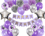 Birthday Decorations for Girls Purple and Silver Lavender Party Decor Ki... - £18.93 GBP