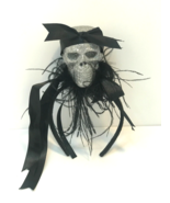 GOTHIC SILVER SKELETON BLACK FEATHERED HAIR HEADBAND HALLOWEEN PARTY ONE... - £6.69 GBP