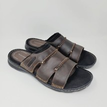 Rockport Mens Sandal Sz 12 M Brown Genuine Leather Slide Darwyn - $37.87