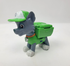 Paw Patrol Air Rescue Rocky Action Pup Figure Green Gray Spring Action Pack - $10.99