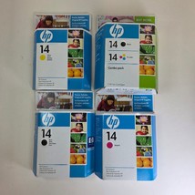 Lot of 4 Sealed HP 14 Ink Cartridges C5011DN C5010DN Black Cyan Magenta ... - $24.99