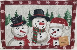 Set Of 2 Same Tapestry Placemats, 13&quot;x19&quot; Christmas,Winter, 3 Snowmen Friends,Hc - £10.07 GBP
