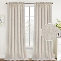 Fantasdecor Window Curtains 108 Inch Length 2 Panels Set Light Filtering, Angora - £35.51 GBP