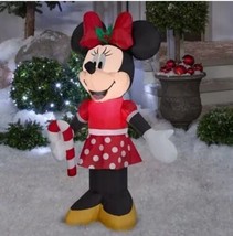 Christmas Inflatable Minnie Mouse with Candy Cane Holiday Indoor Outdoor Decor - £46.30 GBP