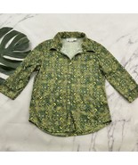 Younique Womens Vintage Y2k Top Size M Green Yellow Medallion Floral Crop - $22.76
