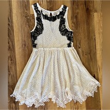 Free People S Romantic Ivory &amp; Black Lace Boho Summer Festival Gypsy Dre... - $43.56